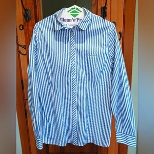 Classic, striped, long sleeve blouse